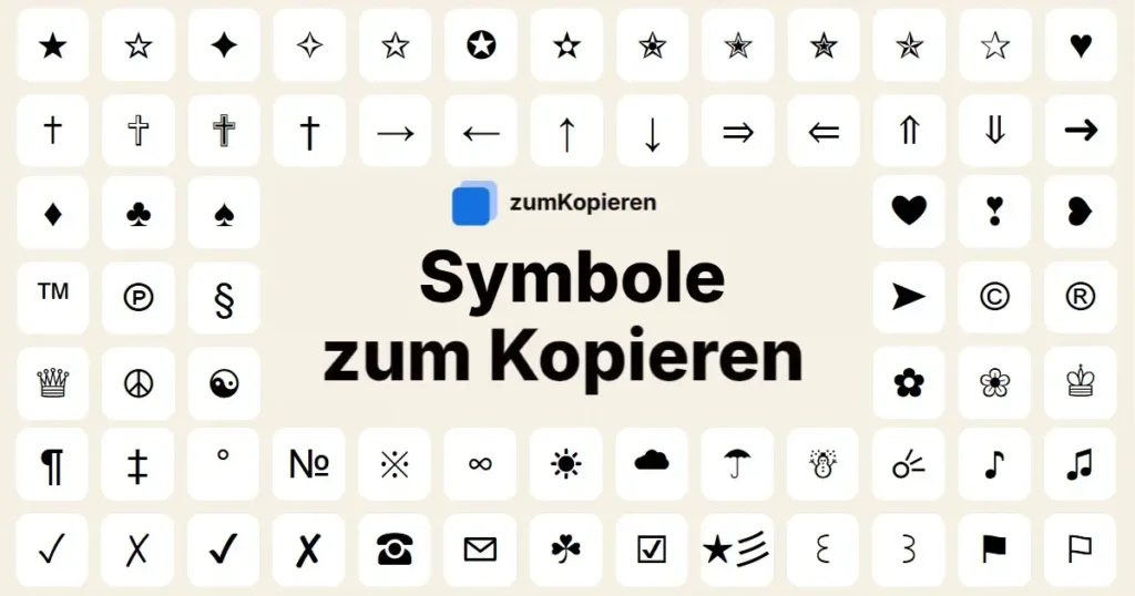 Eine Übersicht beliebter Symbole zum Kopieren.